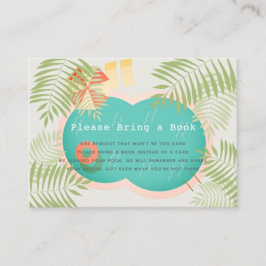 トロピカルプールベイビーシャワー　本をプレゼント エンクロージャーカード (正面)