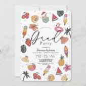 トロピカルプール夏のアイテム写真卒業 招待状 (正面)