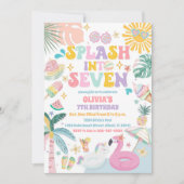 トロピカルプール誕生日パーティーの招待状 招待状 (正面)