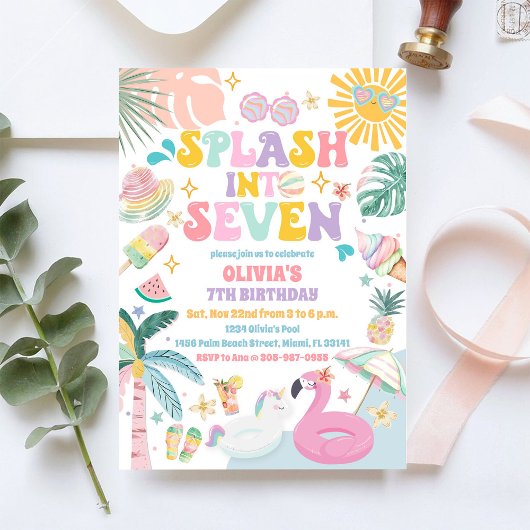 トロピカルプール誕生日パーティーの招待状 招待状