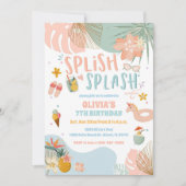 トロピカルプール誕生日パーティーの招待状 招待状 (正面)