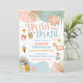 トロピカルプール誕生日パーティーの招待状 招待状 (スタンド正面)