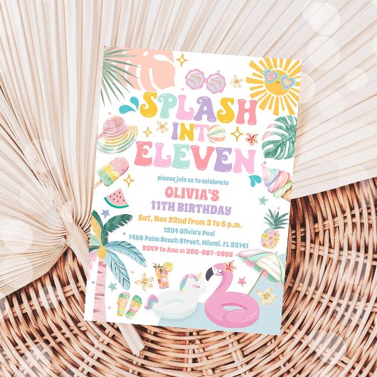 トロピカルプール誕生日招待状 招待状