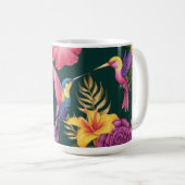 トロピカルヘイブン:マグとフローラと鳥デザイン コーヒーマグカップ (正面右)