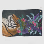 トロピカルヘッドピース付きタイガー ゴルフタオル (横)