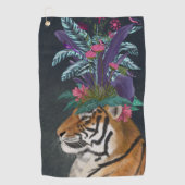 トロピカルヘッドピース付きタイガー ゴルフタオル (正面)