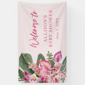 トロピカルベビーシャワーへようこそ 横断幕 (縦)