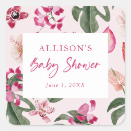 トロピカルベビーシャワーステッカー スクエアシール