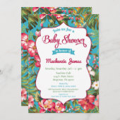 トロピカルベビーシャワー招待状ルアウ（ハワイ式宴会）ニュートラル 招待状 (正面/裏面)