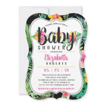 トロピカルベビーシャワー招待状、ルアウ（ハワイ式宴会）