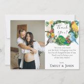 トロピカルベビーパロッツ野生の赤ちゃんシャワー写真 サンキューカード (正面)