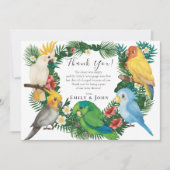 トロピカルベビーパロッツ野生の赤ちゃんシャワー感謝してい写真 サンキューカード (正面)