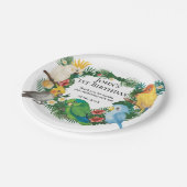 トロピカルベビーパロツワイルドエキゾチックグリーン誕生日 ペーパープレート (アングル)