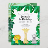 トロピカルベビー初の誕生日サファリ招待状 招待状 (正面/裏面)