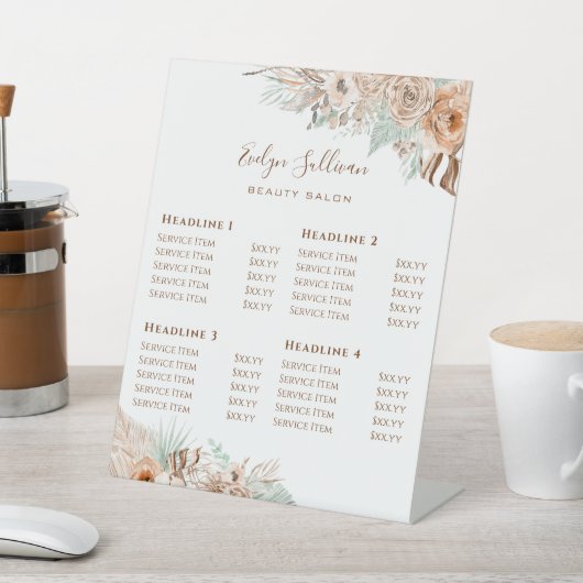 トロピカルベージュとミント価格リストのペデスタル記号 台座サイン (インサイチュ)