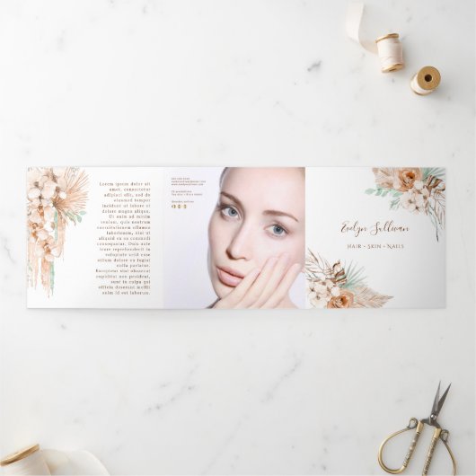 トロピカルベージュとミント3重パンフレット 三つ折りカード (外部)