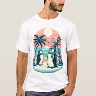 トロピカルペンギン - 冬のバケーションの雰囲気 Tシャツ
