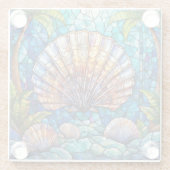 トロピカルホタテのステンドグラス ガラスコースター (裏面)