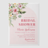 トロピカルホットピンクハワイアンサマーブライダルシャワー ベラム紙招待状 (正面)