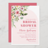 トロピカルホットピンクハワイアンサマーブライダルシャワー 招待状 (正面/裏面)