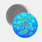 トロピカルホヌウミガメとハイビスカス マグネット (正面/裏面)