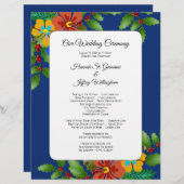 トロピカルホリデーをテーマにしたビーチ結婚式プログラム (正面/裏面)