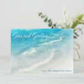 トロピカルホリデーカード | 海岸のビーチクリスマス シーズンカード (スタンド正面)