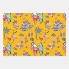 トロピカルホリデークリスマスラッピング紙シート ラッピングペーパーシート