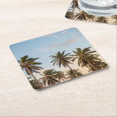 トロピカルホリデーパームツリーズ スクエアペーパーコースター (アングル)