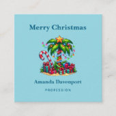 トロピカルホリデーパームツリーメリークリスマス スクエア名刺 (正面)