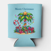 トロピカルホリデーパームツリーメリークリスマス 缶クーラー (正面)
