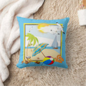 トロピカルホリデービーチシーン クッション (ブランケット)