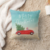 トロピカルホリデーヴィンテージレッドカークリスマスツリー クッション (ブランケット)