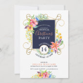 トロピカルホリデー応援フラワーズ&金ゴールドフレーム 招待状 (正面)