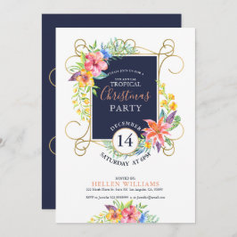 トロピカルホリデー応援フラワーズ&金ゴールドフレーム 招待状