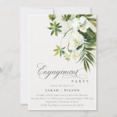 トロピカルホワイオーキッドパームファファウナ婚約招待状 サンキューカード (正面)