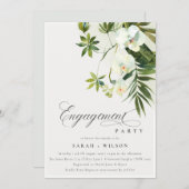 トロピカルホワイオーキッドパームファファウナ婚約招待状 サンキューカード (正面/裏面)