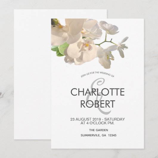 トロピカルホワイトオーキッドの結婚式 招待状 (正面/裏面)