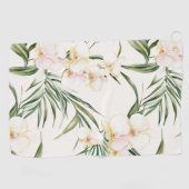 トロピカルホワイトオーキッドフラワーズ ゴルフタオル (横)