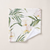 トロピカルホワイトオーキッドフラワーズ バスタオルセット (ウォッシュタオル)
