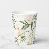 トロピカルホワイトオーキッドフラワーズ ブライダルシャワー 紙コップ (裏面)