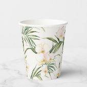 トロピカルホワイトオーキッドフラワーズ ブライダルシャワー 紙コップ (正面)