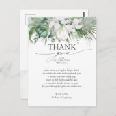 トロピカルホワイトキングプロテア赤ちゃんシャワーありがとう ポストカード (正面/裏面)