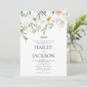 トロピカルホワイトゴールドミントデイジー フラワーリング 招待状 (スタンド正面)