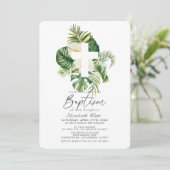 トロピカルホワイトハイビスカス＆クロスボタニカル洗礼 招待状 (スタンド正面)