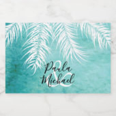 トロピカルホワイトパームフロンズオンターコイズミニ スパークリングワインラベル (シングルラベル)