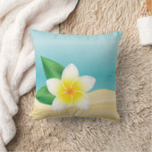 トロピカルホワイトフランギパニフラワービーチテーマ クッション (ブランケット)