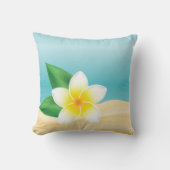 トロピカルホワイトフランギパニフラワービーチテーマ クッション (正面)