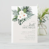 トロピカルホワイトフローラアーチブライダルシャワー 招待状 (スタンド正面)
