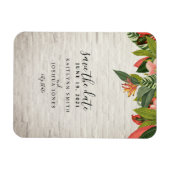 トロピカルホワイトブリックの結婚式の日付を保存 マグネット (横)